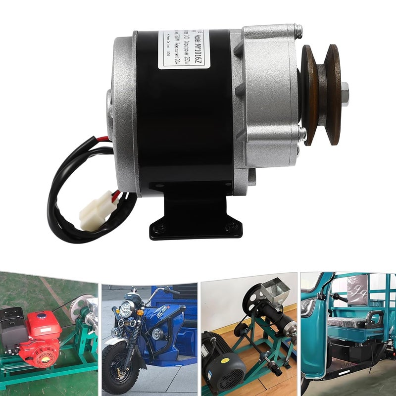Apexonix Reduction Electric Motor, 250W Brushed DC Motor with Belt Pulley, Brushed Geared Reduction Motors Reducer for Small Electric Vehicles and Agricultural Equipments, 0-300rpm Adjustment (12, Volts (DC)) - Image 4